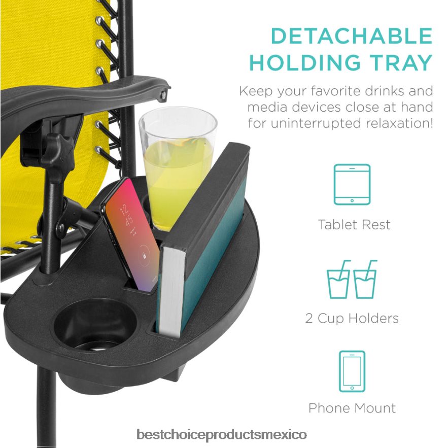 vida al aire libre | Juego de 2 sillones reclinables ajustables de gravedad cero para patio con portavasos Best Choice Products amarillo girasol X080FZ815