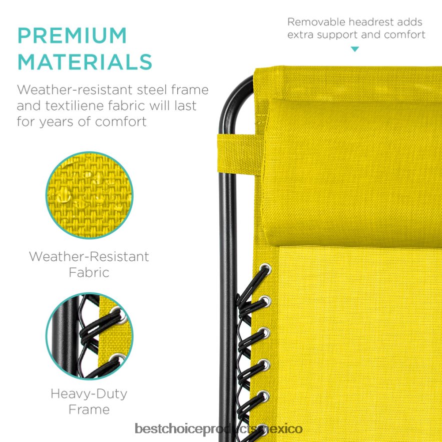 vida al aire libre | Juego de 2 sillones reclinables ajustables de gravedad cero para patio con portavasos Best Choice Products amarillo girasol X080FZ815
