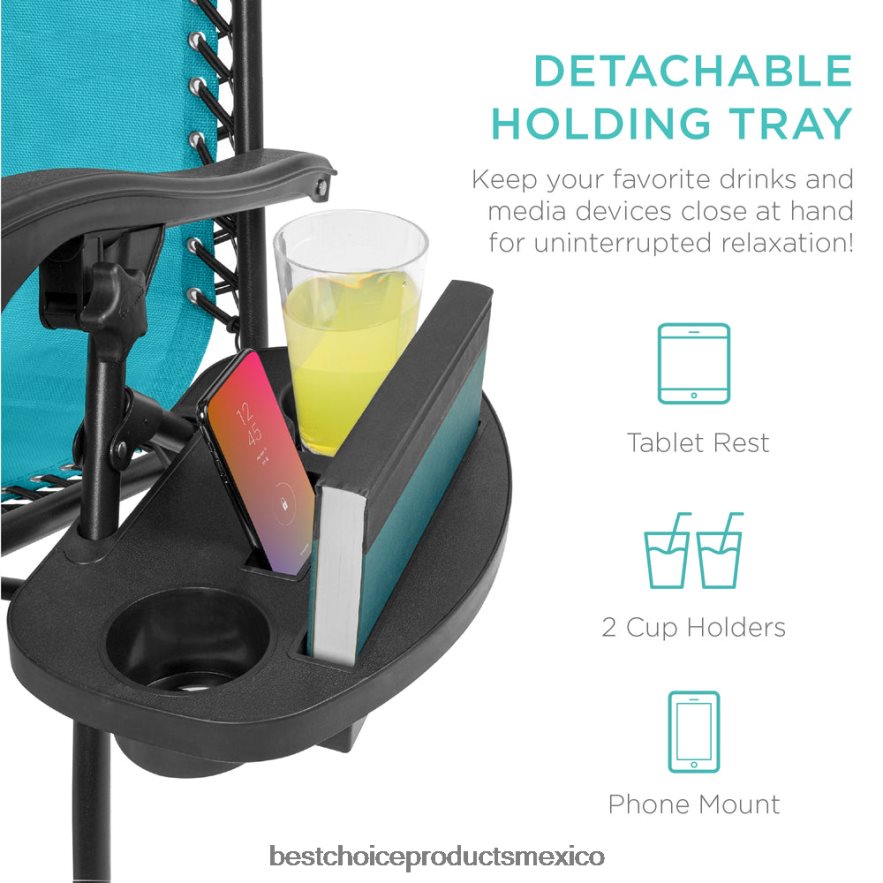 vida al aire libre | Juego de 2 sillones reclinables ajustables de gravedad cero para patio con portavasos Best Choice Products azul eléctrico X080FZ816