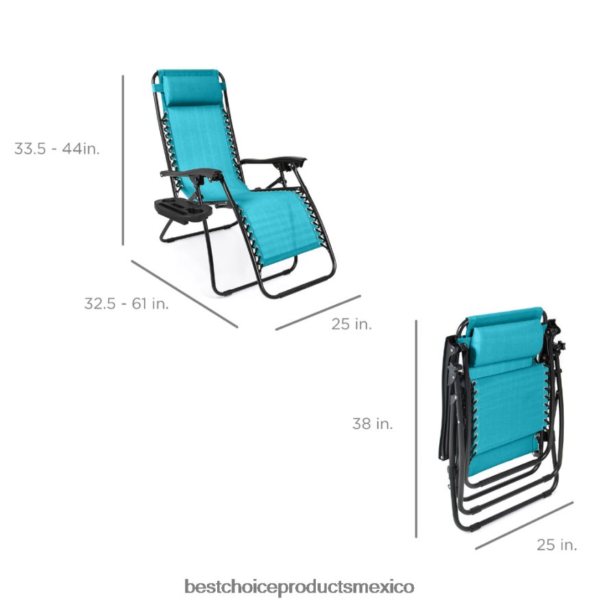 vida al aire libre | Juego de 2 sillones reclinables ajustables de gravedad cero para patio con portavasos Best Choice Products azul eléctrico X080FZ816
