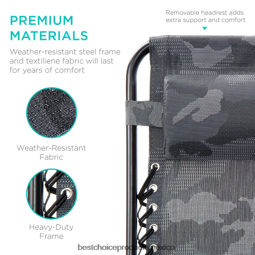 vida al aire libre | Juego de 2 sillones reclinables ajustables de gravedad cero para patio con portavasos Best Choice Products camuflaje X080FZ804