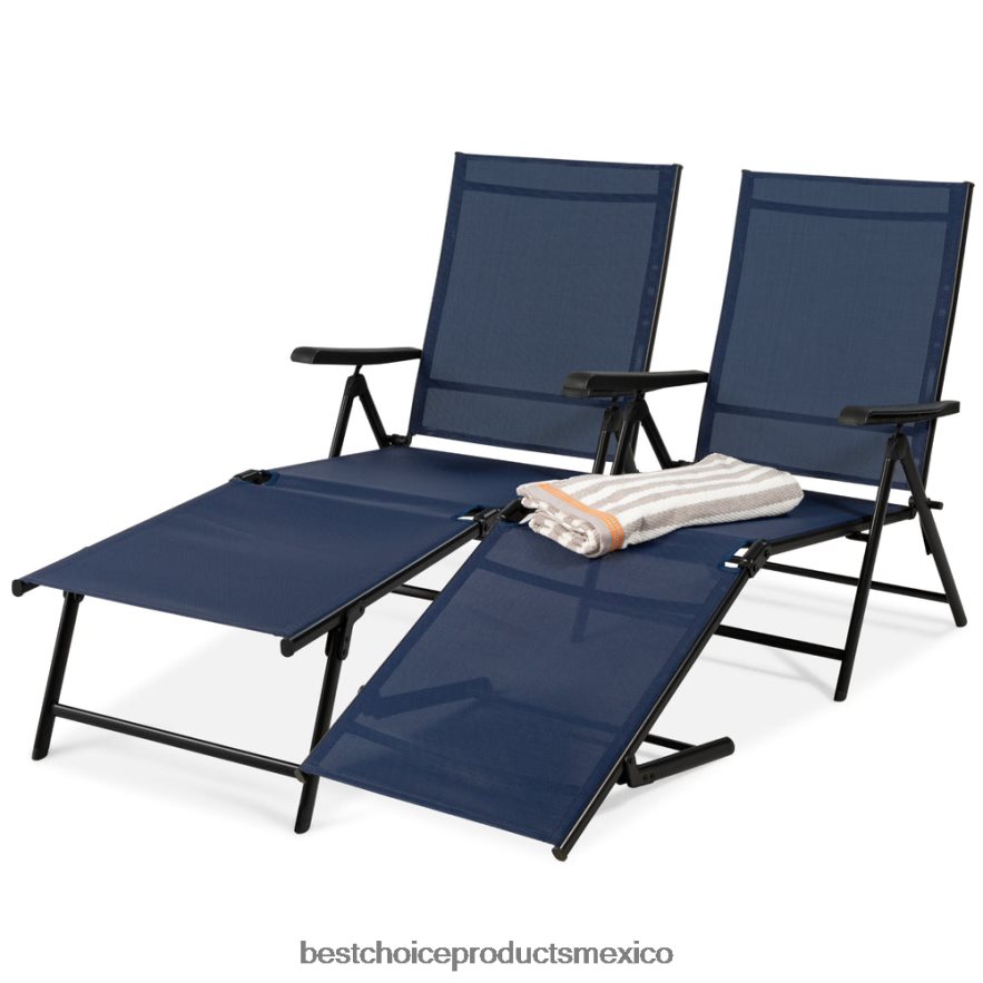 vida al aire libre | Juego de 2 sillones reclinables para patio exterior con estructura resistente al óxido. Best Choice Products Armada X080FZ826