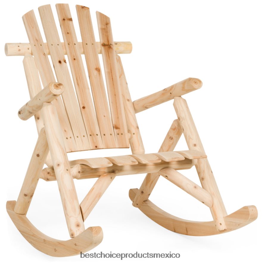 vida al aire libre | Mecedora de madera Adirondack, muebles decorativos con acabado natural Best Choice Products beige X080FZ1440