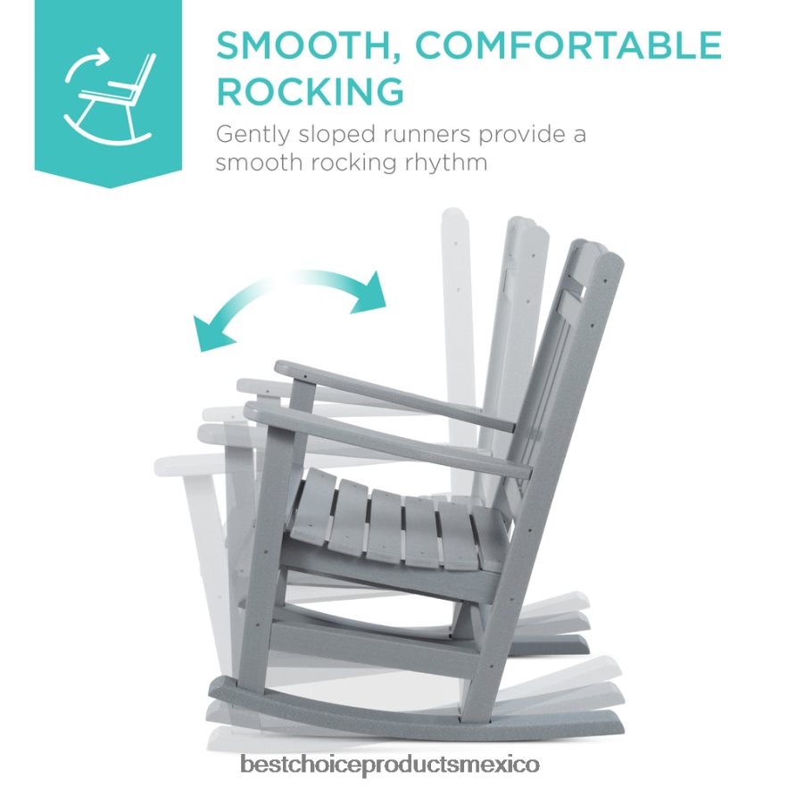 vida al aire libre | Mecedora para porche interior y exterior para todo clima con capacidad de peso de 300 lb Best Choice Products gris X080FZ1317