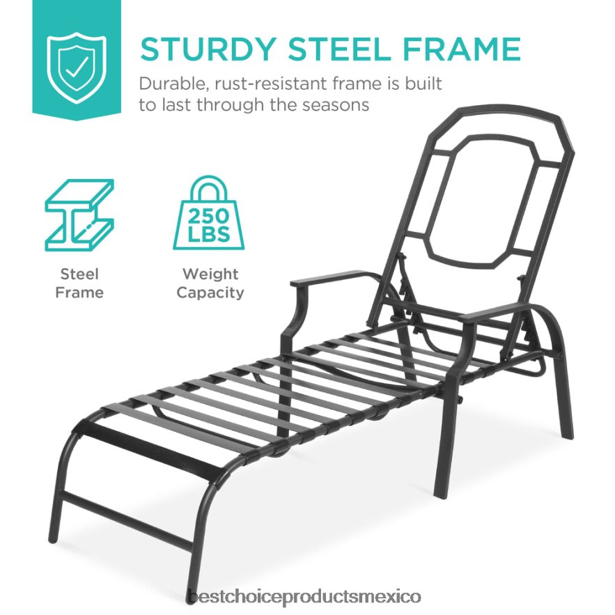vida al aire libre | Muebles de silla reclinable chaise lounge para exteriores con 2 cojines Best Choice Products verde azulado X080FZ885