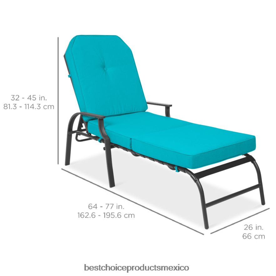 vida al aire libre | Muebles de silla reclinable chaise lounge para exteriores con 2 cojines Best Choice Products verde azulado X080FZ885