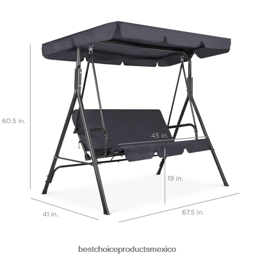 vida al aire libre | Muebles tipo planeador con dosel para exteriores para 2 personas con cojines, estructura de acero Best Choice Products gris X080FZ398