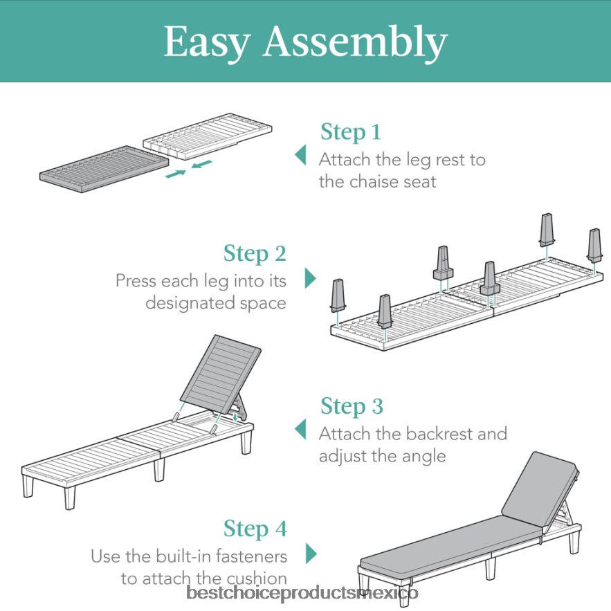 vida al aire libre | Sillón para patio exterior, tumbona de resina con cojín de asiento, 5 posiciones Best Choice Products gris/azul marino X080FZ1470