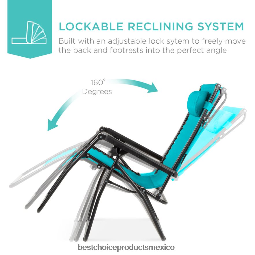 vida al aire libre | Sillón reclinable plegable de gravedad cero para patio con dosel y bandeja lateral Best Choice Products azul eléctrico X080FZ779
