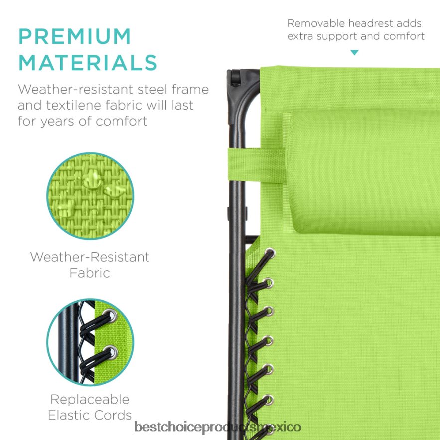 vida al aire libre | Sillón reclinable plegable de gravedad cero para patio con dosel y bandeja lateral Best Choice Products verde lima X080FZ783