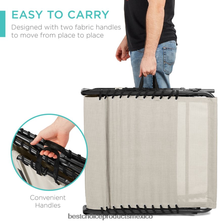 vida al aire libre | Sillón reclinable portátil para patio con almohada Best Choice Products Marfil X080FZ834