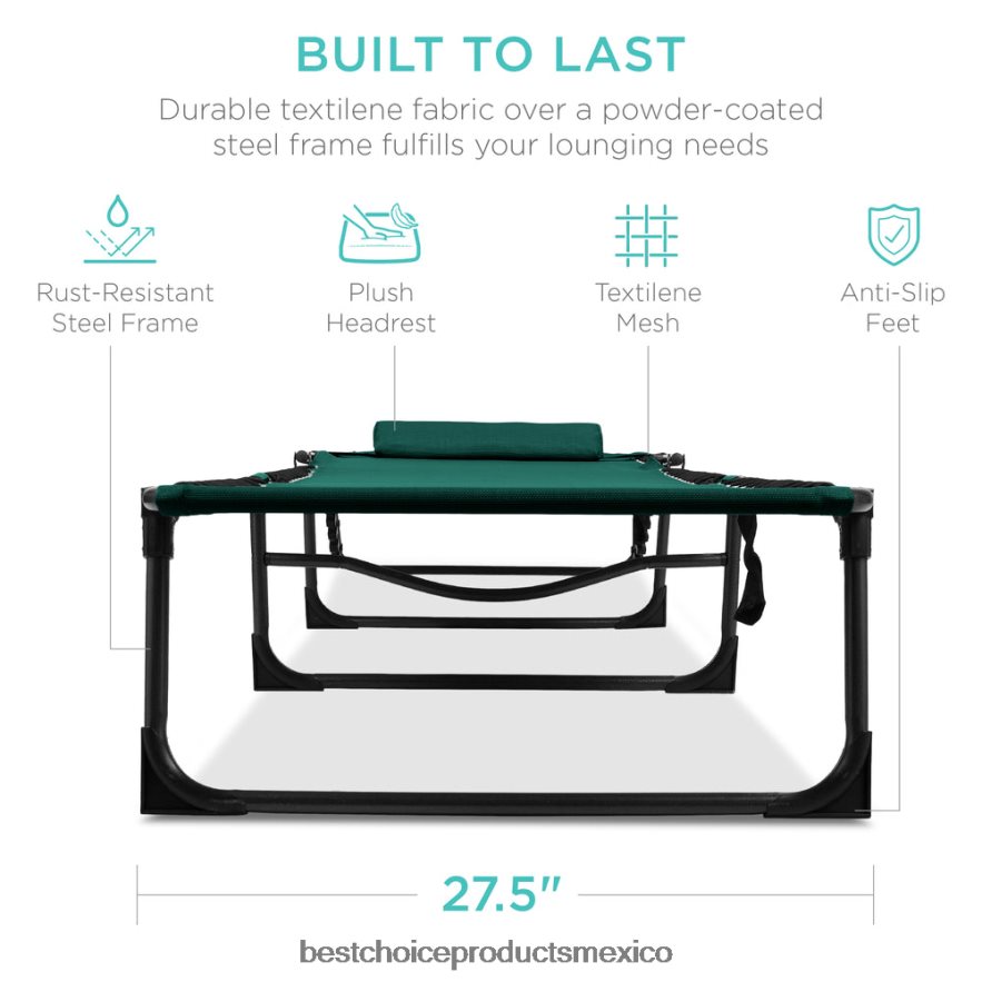 vida al aire libre | Sillón reclinable portátil para patio con almohada Best Choice Products bosque verde X080FZ839