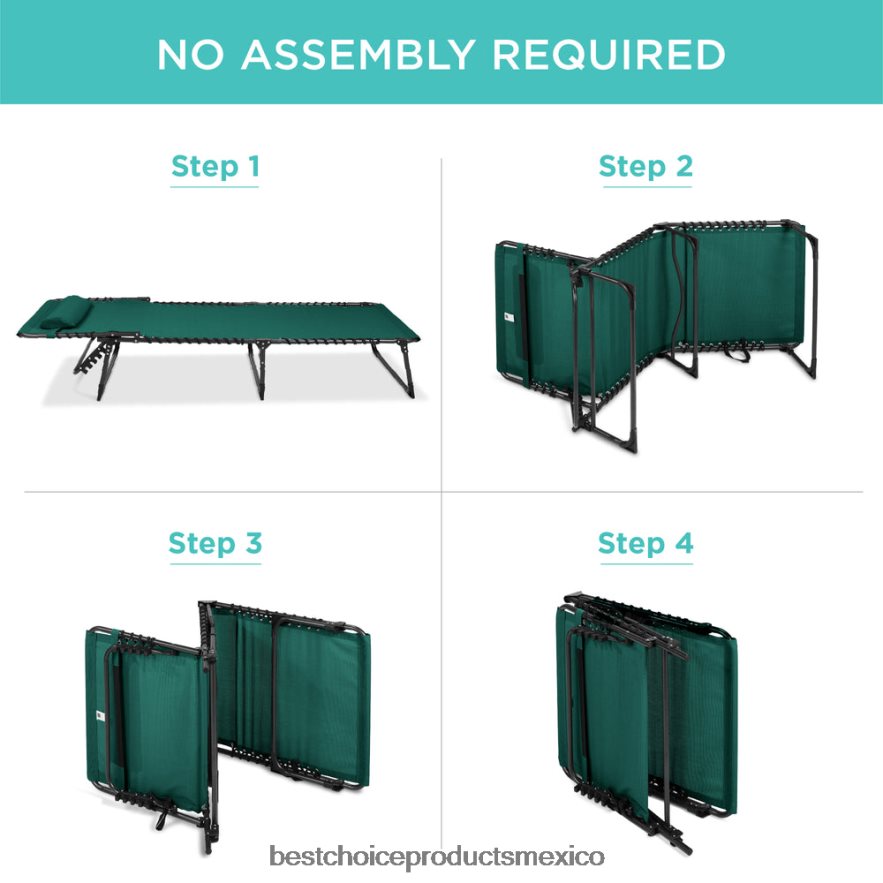 vida al aire libre | Sillón reclinable portátil para patio con almohada Best Choice Products bosque verde X080FZ839