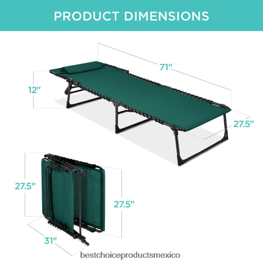 vida al aire libre | Sillón reclinable portátil para patio con almohada Best Choice Products bosque verde X080FZ839