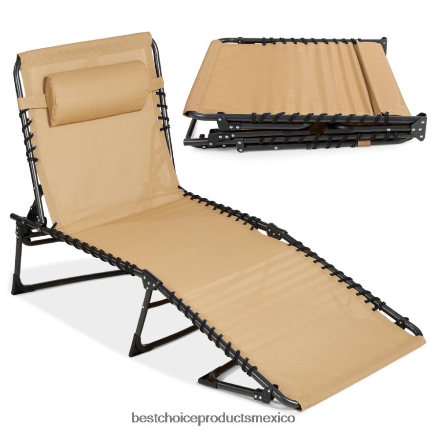 vida al aire libre | Sillón reclinable portátil para patio con almohada Best Choice Products broncearse X080FZ831