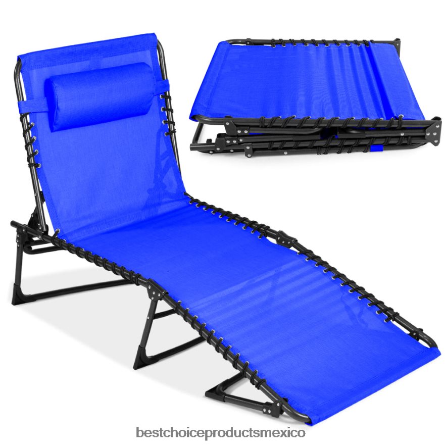 vida al aire libre | Sillón reclinable portátil para patio con almohada Best Choice Products recurso azul X080FZ838