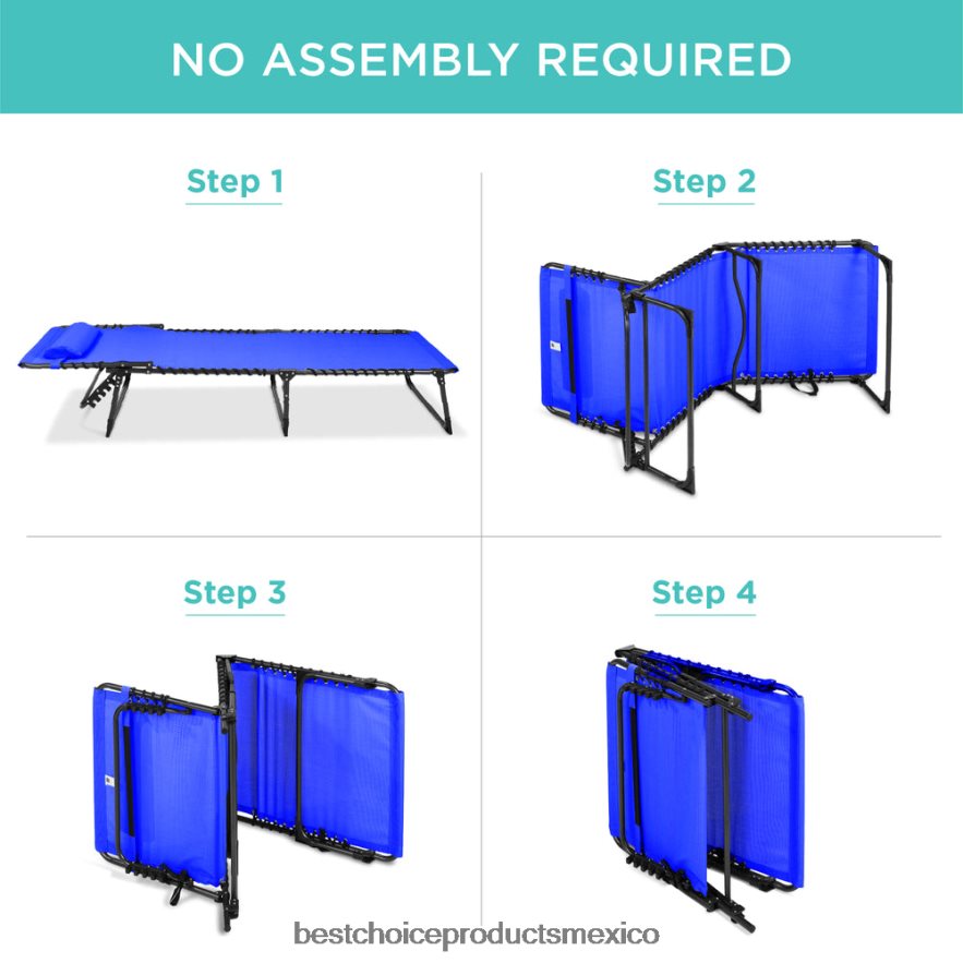 vida al aire libre | Sillón reclinable portátil para patio con almohada Best Choice Products recurso azul X080FZ838