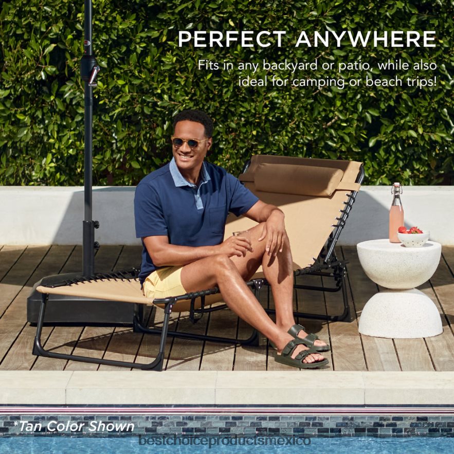 vida al aire libre | Sillón reclinable portátil para patio con almohada Best Choice Products recurso azul X080FZ838