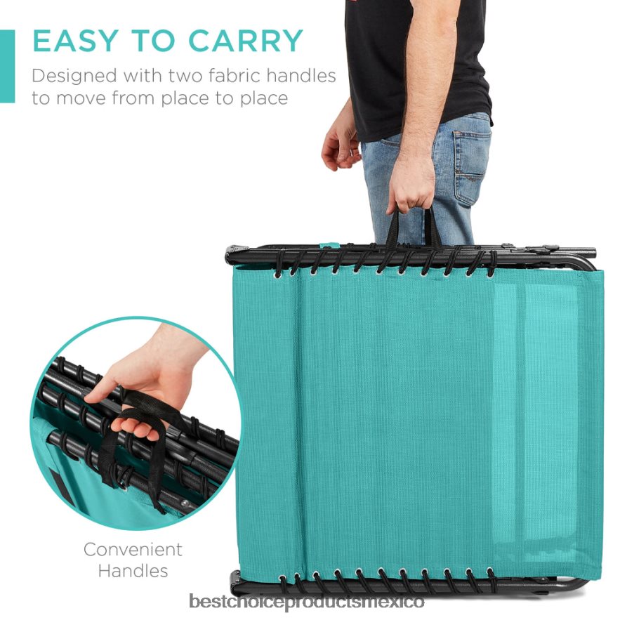 vida al aire libre | Sillón reclinable portátil para patio con almohada Best Choice Products verde azulado X080FZ840