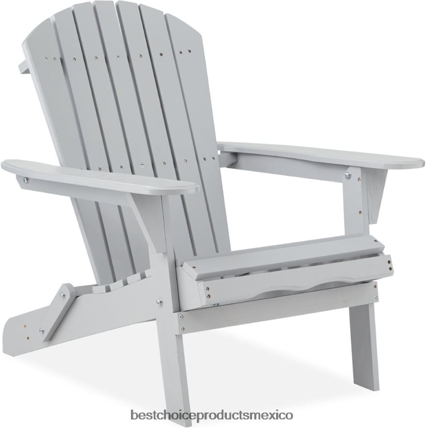vida al aire libre | Silla Adirondack plegable de madera, muebles decorativos con vetas de madera natural Best Choice Products gris X080FZ744