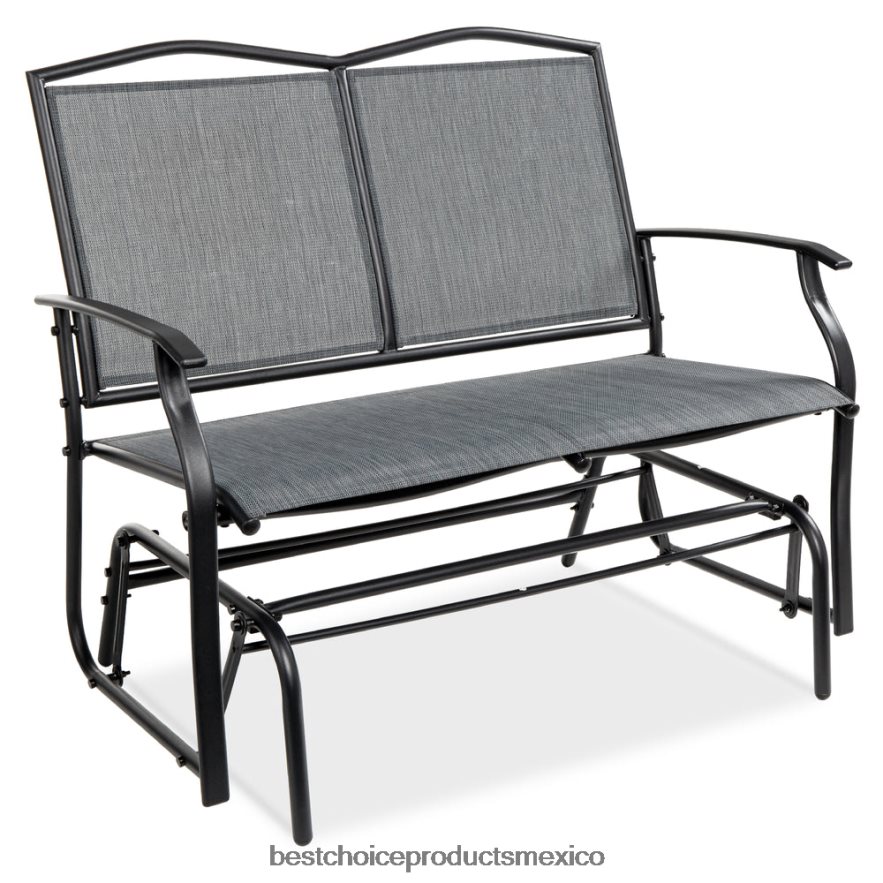 vida al aire libre | Sofá de dos plazas para patio para 2 personas, columpio, banco mecedor con reposabrazos Best Choice Products gris X080FZ1457