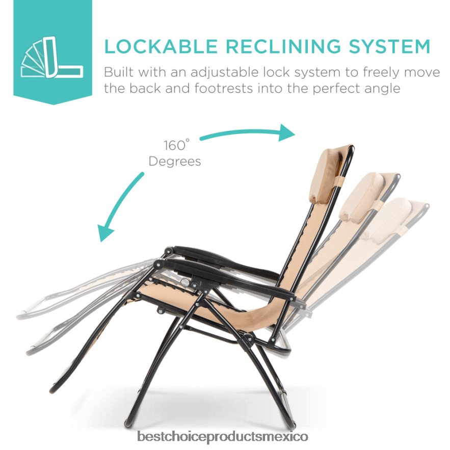 vida al aire libre | Tumbona reclinable de gran tamaño con silla de gravedad cero con portavasos y almohada Best Choice Products broncearse X080FZ1330