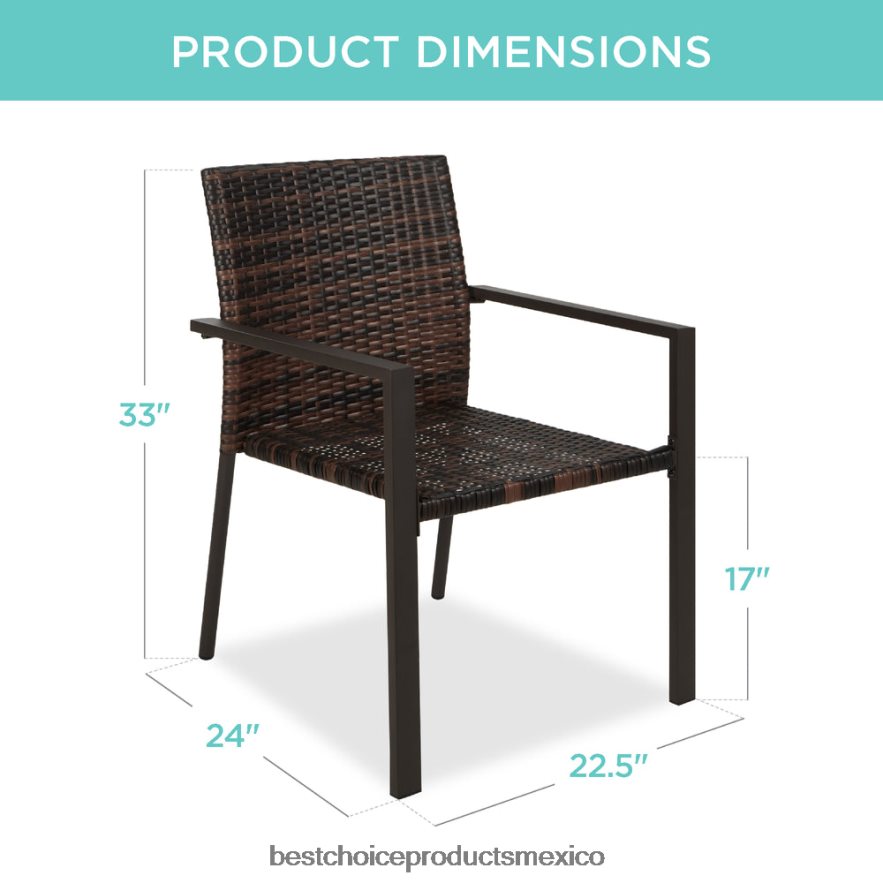 vida al aire libre | juego de 2 sillas de mimbre apilables con reposabrazos y muebles decorativos de acero Best Choice Products marrón X080FZ401