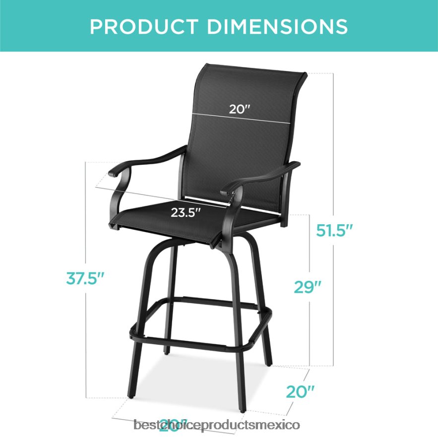 vida al aire libre | juego de 2 taburetes de bar giratorios con rotación de 360, malla para todo tipo de clima Best Choice Products negro X080FZ1386