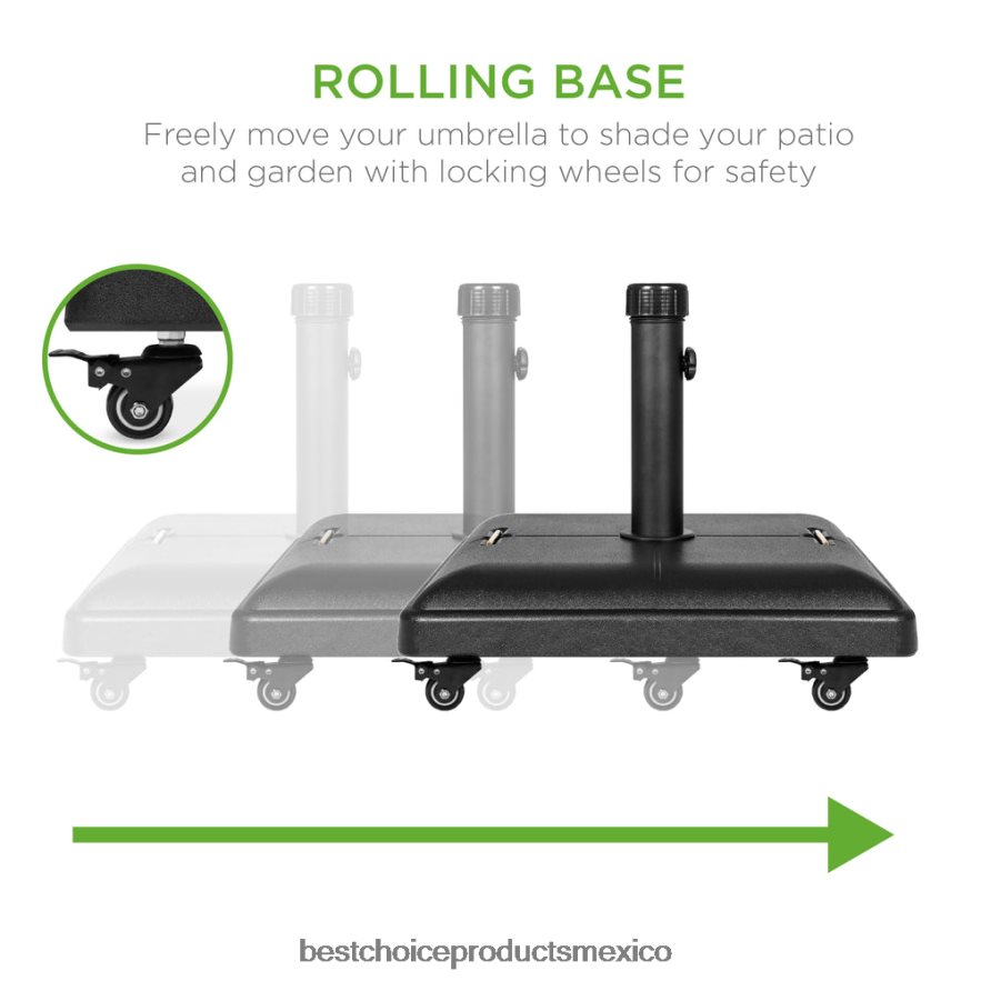 vida al aire libre | 81 libras. Soporte de base de paraguas de hormigón resistente con ruedas Best Choice Products negro X080FZ420