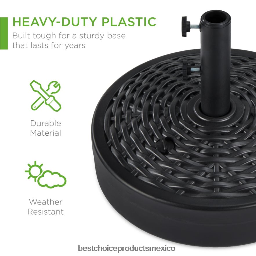 vida al aire libre | Accesorio de soporte de poste de base de sombrilla de plástico para patio con perilla ajustable Best Choice Products mimbre sintético negro X080FZ916