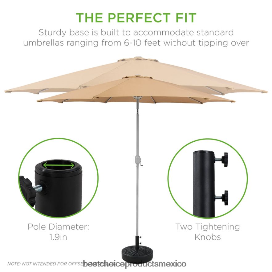 vida al aire libre | Accesorio de soporte de poste de base de sombrilla de plástico para patio con perilla ajustable Best Choice Products mimbre sintético negro X080FZ916