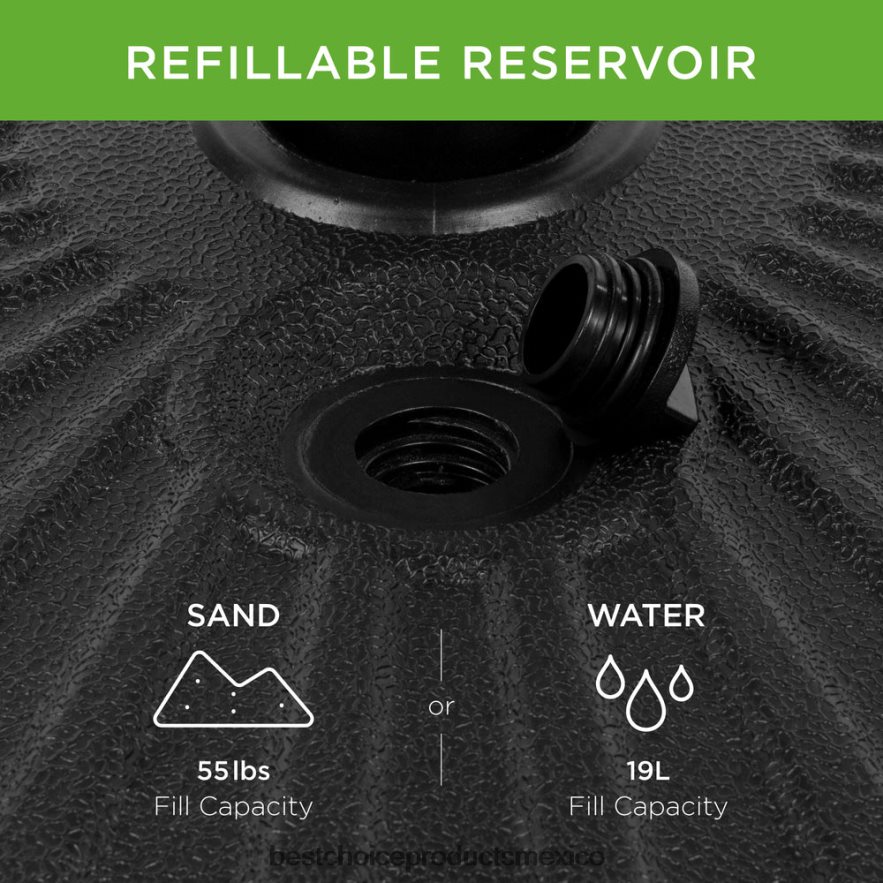 vida al aire libre | Accesorio de soporte de poste de base de sombrilla de plástico para patio con perilla ajustable Best Choice Products negro X080FZ424