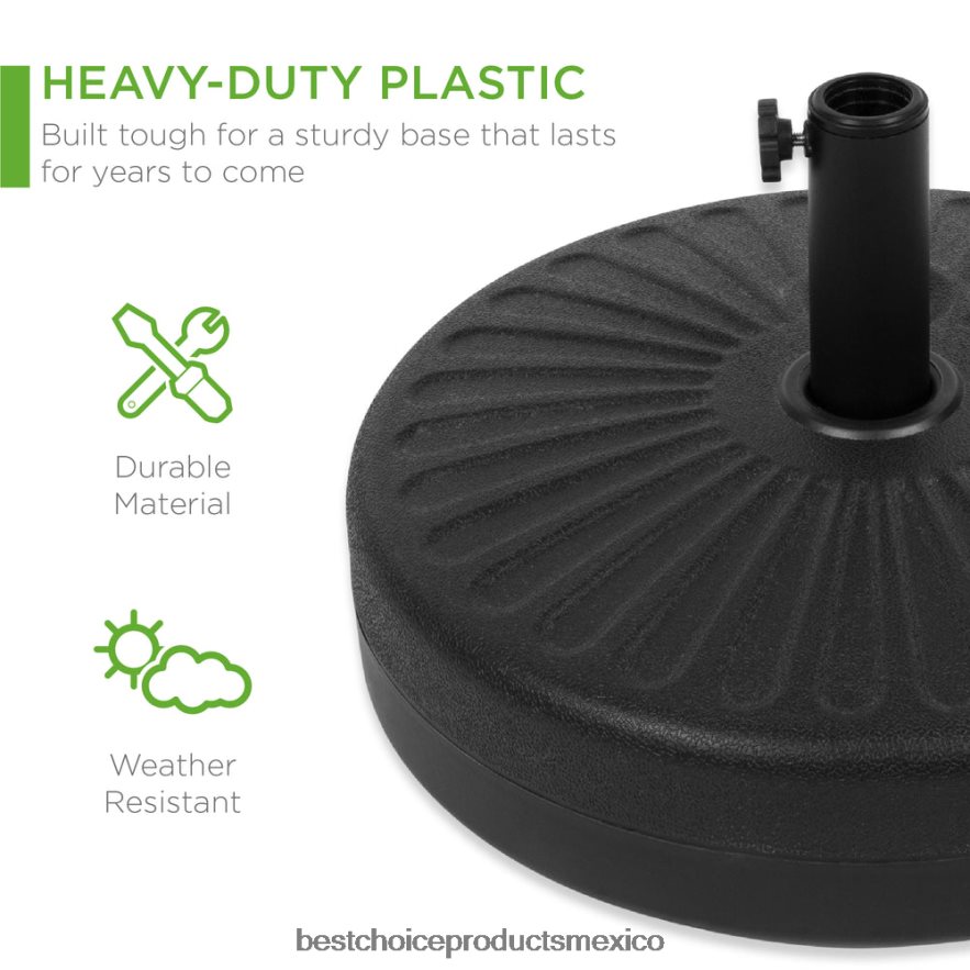vida al aire libre | Accesorio de soporte de poste de base de sombrilla de plástico para patio con perilla ajustable Best Choice Products negro X080FZ424