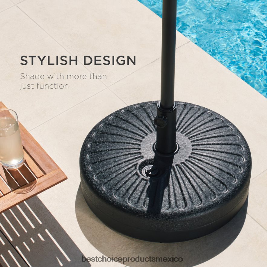 vida al aire libre | Accesorio de soporte de poste de base de sombrilla de plástico para patio con perilla ajustable Best Choice Products negro X080FZ424