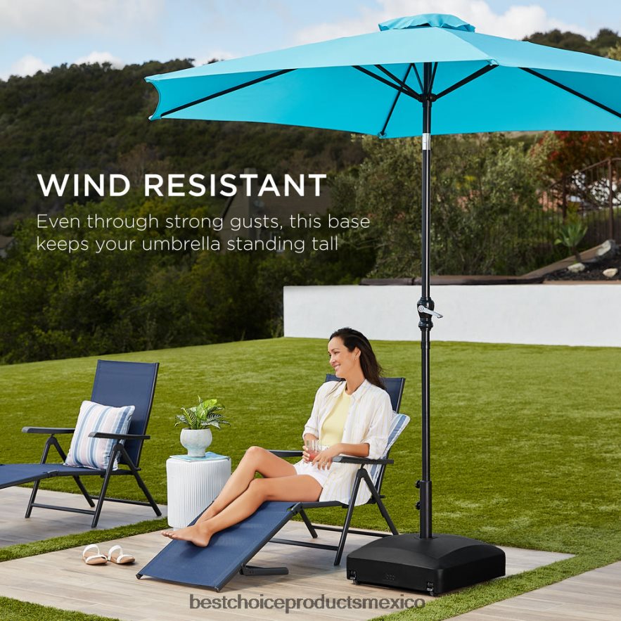 vida al aire libre | Base para paraguas móvil rellenable con 4 ruedas, 2 candados, capacidad de 123 lb Best Choice Products negro X080FZ418