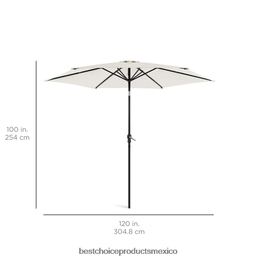 vida al aire libre | Decoración de sombrilla de patio de mercado de acero al aire libre con inclinación y elevación de manivela Best Choice Products Marfil X080FZ1380