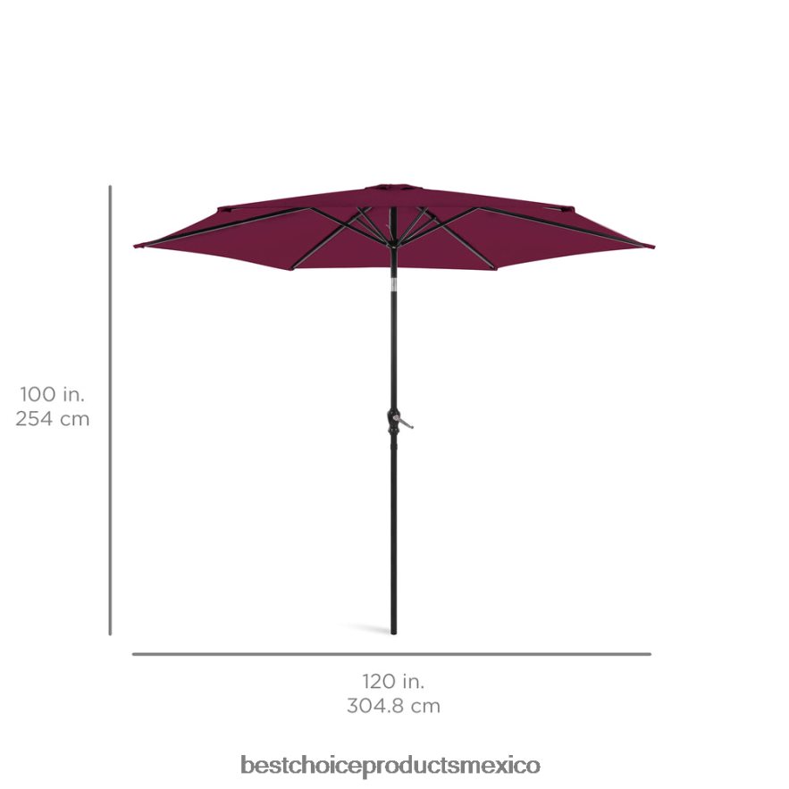 vida al aire libre | Decoración de sombrilla de patio de mercado de acero al aire libre con inclinación y elevación de manivela Best Choice Products borgoña X080FZ1367