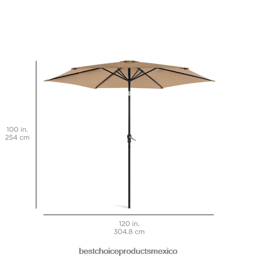 vida al aire libre | Decoración de sombrilla de patio de mercado de acero al aire libre con inclinación y elevación de manivela Best Choice Products broncearse X080FZ1366