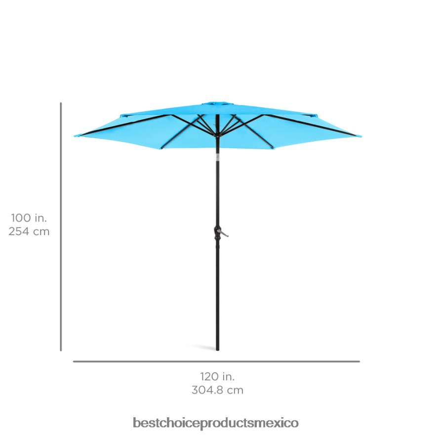 vida al aire libre | Decoración de sombrilla de patio de mercado de acero al aire libre con inclinación y elevación de manivela Best Choice Products cielo azul X080FZ1369