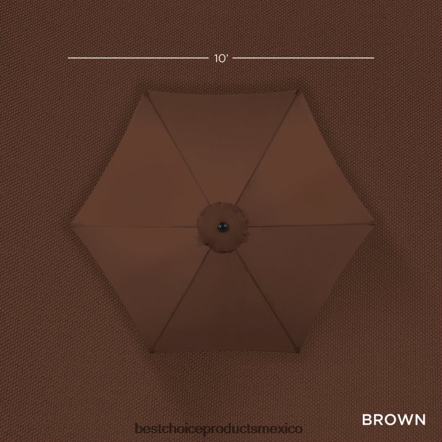 vida al aire libre | Decoración de sombrilla de patio de mercado de acero al aire libre con inclinación y elevación de manivela Best Choice Products marrón X080FZ1370