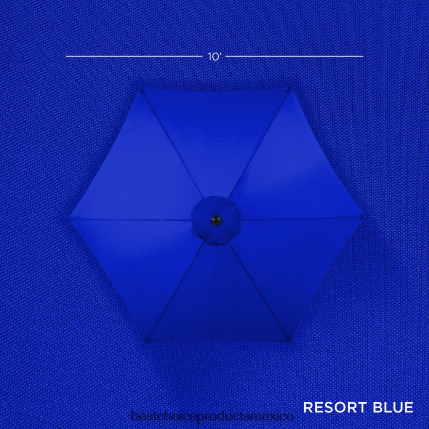 vida al aire libre | Decoración de sombrilla de patio de mercado de acero al aire libre con inclinación y elevación de manivela Best Choice Products recurso azul X080FZ1374