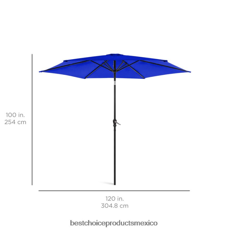 vida al aire libre | Decoración de sombrilla de patio de mercado de acero al aire libre con inclinación y elevación de manivela Best Choice Products recurso azul X080FZ1374