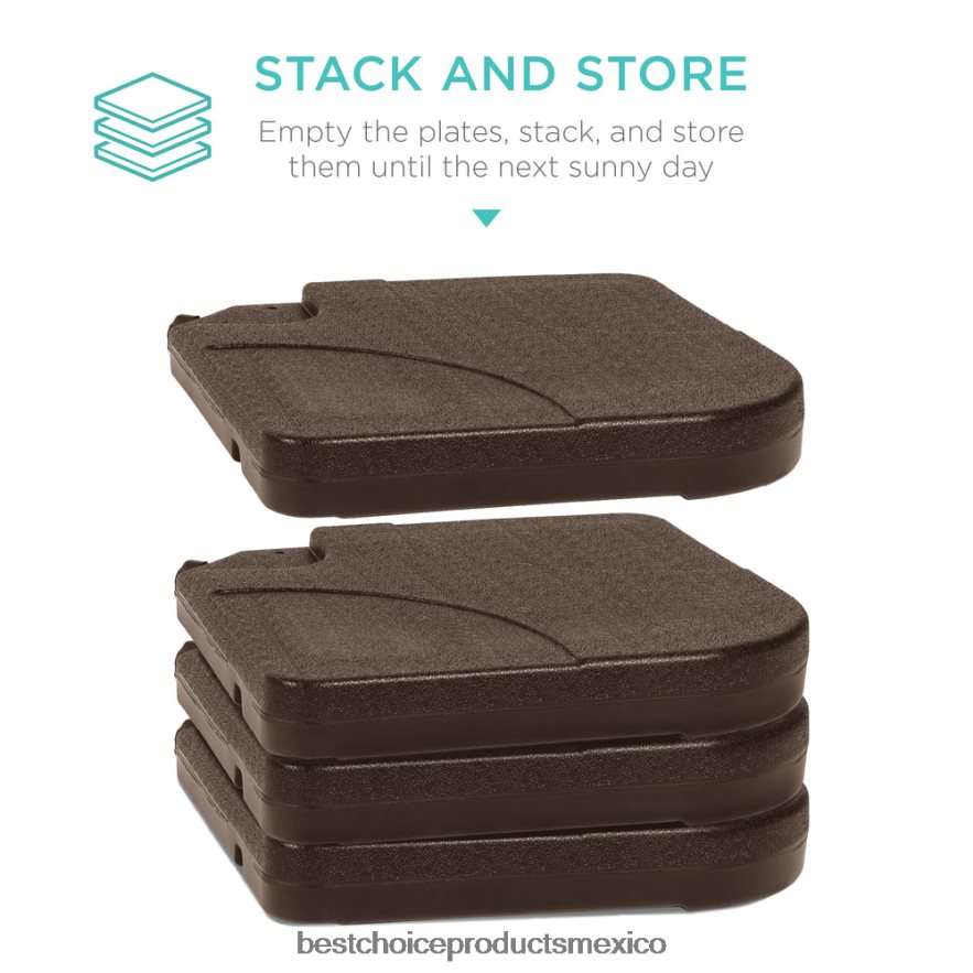 vida al aire libre | Juego de placa base cuadrada con soporte para sombrilla de patio compensado en voladizo de 4 piezas Best Choice Products marrón X080FZ1389