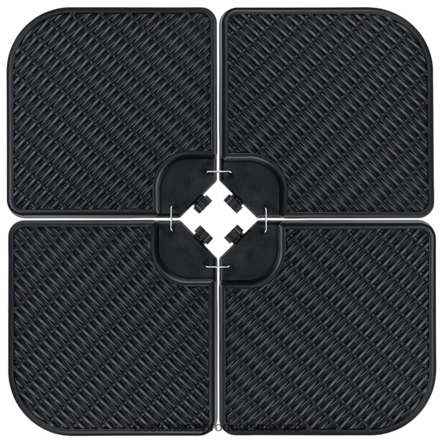 vida al aire libre | Juego de placa base cuadrada con soporte para sombrilla de patio compensado en voladizo de 4 piezas Best Choice Products mimbre sintético negro X080FZ915