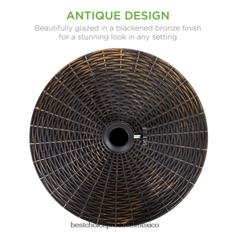 vida al aire libre | Paragüero redondo de mimbre de 55 lb con acabado en bronce ennegrecido Best Choice Products negro X080FZ1416