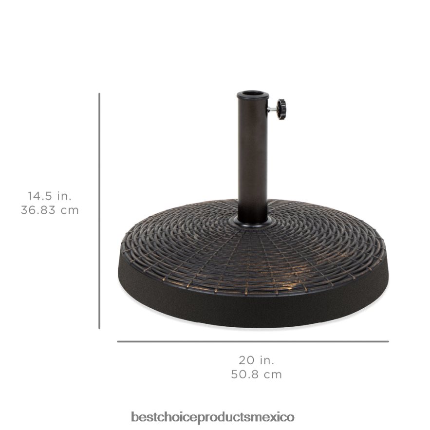 vida al aire libre | Paragüero redondo de mimbre de 55 lb con acabado en bronce ennegrecido Best Choice Products negro X080FZ1416