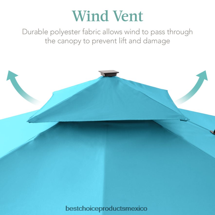 vida al aire libre | Paraguas desplazado en voladizo LED cuadrado de 2 niveles con rotación de 360, base Best Choice Products cielo azul X080FZ902