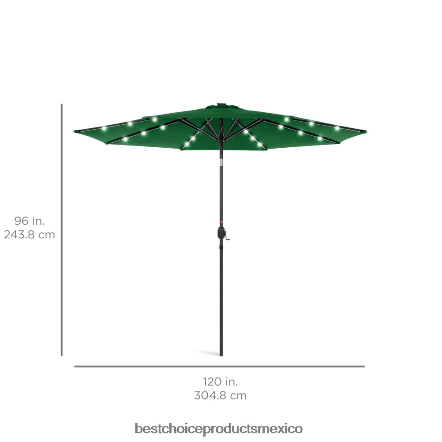 vida al aire libre | Sombrilla de patio con luz LED solar con ajuste de inclinación, resistencia a los rayos UV Best Choice Products verde X080FZ1343