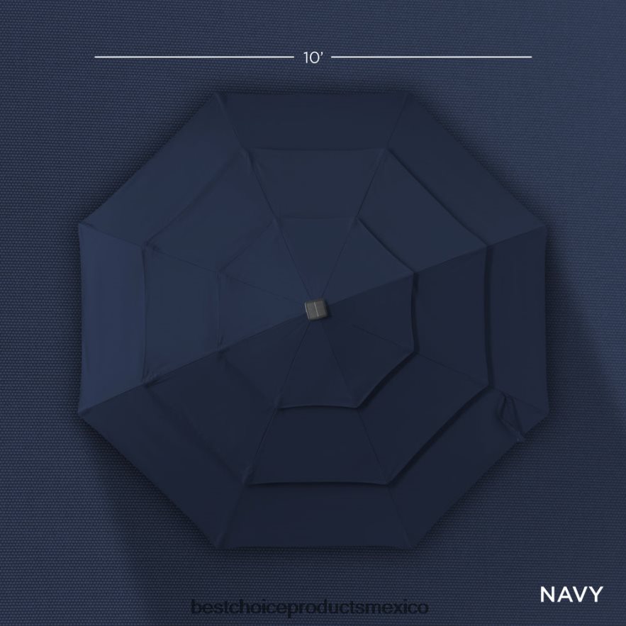 vida al aire libre | Sombrilla solar de 3 niveles con luces LED, ajuste de inclinación y manivela Best Choice Products Armada X080FZ1476