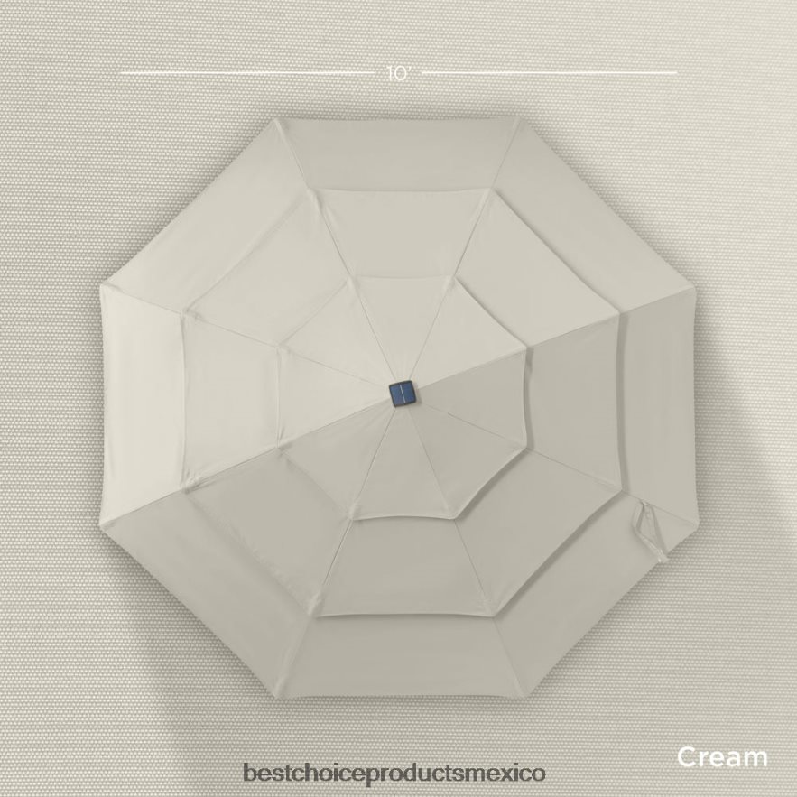 vida al aire libre | Sombrilla solar de 3 niveles con luces LED, ajuste de inclinación y manivela Best Choice Products Marfil X080FZ1479